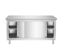 Tavolo da lavoro in acciaio inox con ante scorrevoli, Tavolo da cucina in acciaio inox, Tavolo da Lavoro in Acciaio Inox, con Armadio da Cucina, per cucine professionali bar hotel(80*60*80cm/31.5*23.6