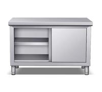 Tavolo da lavoro in acciaio inox con ante scorrevoli, Tavolo da Lavoro in Acciaio Inox, con Armadio da Cucina, per Ristorante, Hotel, Albergo, Piano di Lavoro da Cucina Commerciale(80*50*80cm/31.5*19.