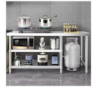 Tavolo da Lavoro in Acciaio Inox Con Ripiani 2/3 Livelli Altezza 80cm Tavoli da Lavoros Open Space per Cucina/ristorante Barre Trasversali Rinforzate Sotto Il Piano di Lavoro Piedini Regolabili