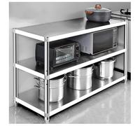 Tavolo da lavoro in acciaio inox, scaffale a 3 ripiani con altezza regolabile, ideale per armadio e organizzazione delle spezie, 50 x 80 cm