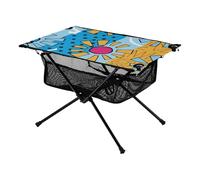 Tavolo da lavoro portatile giallo blu astratto sole piccolo tavolo da campeggio mobile con borsa per il trasporto per pesce barbecue campeggio