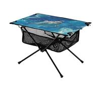 Tavolo da lavoro portatile, motivo: pesce mare in un oceano blu, estensibile, con borsa portaoggetti, per esterni, spiaggia, barbecue, viaggi