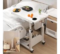 Tavolo da letto ad altezza regolabile per laptop - scrivania della camera da letto mobile con ruote, tavolo da letto per il tavolo laterale per la casa e ospedale - tavolo laterale rotolante per