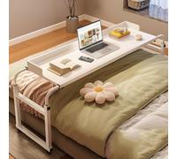 Tavolo da letto con 4 ruote, scrivania regolabile in altezza da 65 a 95 cm, tavolo medico arrotolabile, postazione di lavoro per computer, tavolo da sopra, per letti singoli, queen size, king size