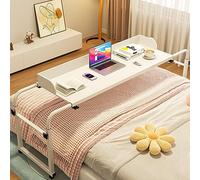 Tavolo da letto mobile con ruote, altezza e lunghezza regolabili, tavolo per computer, postazione di lavoro in piedi, carrello per laptop, per casa, camera da letto, ufficio, ospedale, A, 120*40 cm