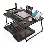 Tavolo da letto per laptop, tavolo da letto pieghevole SAIJI XXL, per studiare, mangiare, divano, letto, con cassetto, supporto per telefono tablet libro (nero, 65 * 49 * 30cm)