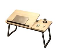 Tavolo da letto pieghevole per laptop con fessura per tazza, scrivania portatile per colazione per divano e letto, supporto regolabile per notebook, lettura, scrittura e lavoro (venature del legno