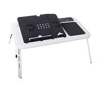 Tavolo da letto pieghevole per PC portatile universale - Tavolo portatile con 2 ventole e ripiano topolino - Tavolo lettura divano