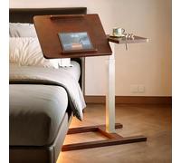 Tavolo da letto regolabile in altezza con sollevamento pneumatico, scrivania per laptop con vassoio inclinabile diviso, piccolo carrello per computer, per casa, ufficio o divano