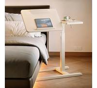 Tavolo da letto regolabile in altezza con sollevamento pneumatico, scrivania per laptop con vassoio inclinabile diviso, piccolo carrello per computer, per casa, ufficio o divano