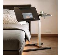 Tavolo da letto regolabile in altezza con sollevamento pneumatico, scrivania per laptop con vassoio inclinabile diviso, piccolo carrello per computer, per casa, ufficio o divano