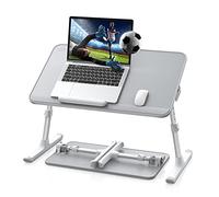 Tavolo da letto, SAIJI Lap Desk, pelle resistente, altezza e angolo di inclinazione, pieghevole, fermo anticaduta, fino a 17in notebook, per letto, divano, tavola (Grigio, 52 * 30cm)
