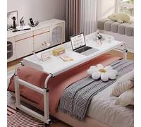 Tavolo da Letto, Scrivania Mobile per Computer con Deflettore da Tavolo, Scrivania Mobile con Altezza Regolabile, Tavolo Medico con Rotelle, Vassoio per Alimenti, Scrivania da Letto, Po, White