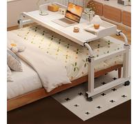 Tavolo da letto su ruote, altezza regolabile, scrivania per casa e ospedale, tavolo medico king size, scrivania mobile da lavoro e sala da pranzo, design robusto e portatile (bianco +)