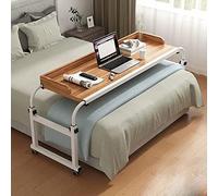 tavolo da letto Tavolino servitore regolabile for uso in ufficio domestico - Tavolino for laptop con rotelle, regolabile in altezza e lunghezza, allungabile, postazione di lavoro mobile(C,120cm)