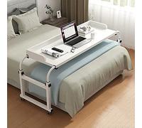 tavolo da letto Tavolino servitore regolabile for uso in ufficio domestico - Tavolino for laptop con rotelle, regolabile in altezza e lunghezza, allungabile, postazione di lavoro mobile(B,120cm)