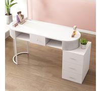 Tavolo da Manicure Professionale per onicotecniche - Scrivania in Legno da 120 cm con cassetti e armadietto a 3 Ripiani, Ideale per saloni Domestici e Centri estetici.