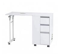 Tavolo da manicure professionale richiudibile, aspiratore da 50W con filtro Hepa, con ruote, salvaspazio, bianco