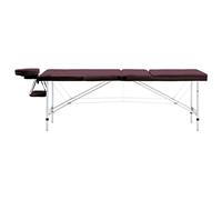 Tavolo da massaggio pieghevole, 3 zone, in alluminio, viola scuro, regolabile in altezza, con poggiatesta e braccioli, portatile, leggero, pieghevole, per pratica, studio, spa e comfort benessere