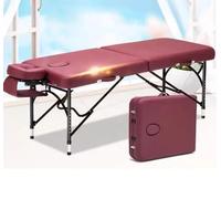 Tavolo da massaggio professionale portatile leggero a doppio peso con gambe in alluminio con poggiatesta, debole per il viso, borsa per il trasporto (rosso)