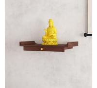 Tavolo da meditazione buddista personale cinese da parete/da scrivania, mensola per santuario, mobiletto in legno per uso domestico dedicato al dio della ricchezza(Wall-mounted,Small)