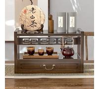 Tavolo da meditazione con cassetto, supporto puja a 3 ripiani per preghiere e esposizione, design in bambù naturale