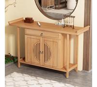 Tavolo da meditazione con statua di Buddha, a due ante con grande spazio per templi e case, design in legno naturale, ideale per esporre Guan Gong Dio della ricchezza
