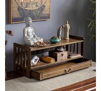 Tavolo da meditazione in bambù con cassetti portaoggetti, tavoli per Puja spirituali e rilassanti, tavolo buddista per spazio personale, tavoli da tè per preghiere, divinazione e adorazione (2 strati,