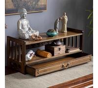 Tavolo da meditazione in bambù con cassetto portaoggetti, altare spirituale e centro relax per stregoneria, preghiere buddiste e divinazione