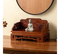 Tavolo da meditazione in bambù con recinzione rialzata, supporto Zen salvaspazio per casa e ufficio, intaglio nuvole di buon auspicio,