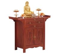 Tavolo da meditazione multipiano in legno con contenitore per altare spirituale per santuario buddista Wicca supporto per preghiera per rituali decorazione domestica per consapevolezza e puja