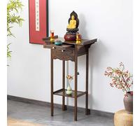 Tavolo da Meditazione per Altare Domestico con Pannello di stoccaggio Estraibile, nicchia per Buddha Cinese Pooja per Case, templi, Sale ancestrali (50 cm/19,7 Pollici)
