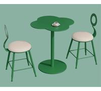 Tavolo da patio esterno con 2 sedie, set di bistrot di ferro all'aperto, tavolo da pranzo industriale set per 2 mobili per esterni per piccolo spazio, appartamento, angolo colazione, portico green