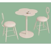 Tavolo da patio esterno con 2 sedie, set di bistrot di ferro all'aperto, tavolo da pranzo industriale set per 2 mobili per esterni per piccolo spazio, appartamento, angolo colazione, portico white
