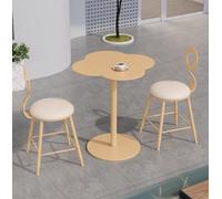 Tavolo da patio esterno con 2 sedie, set di bistrot di ferro all'aperto, tavolo da pranzo industriale set per 2 mobili per esterni per piccolo spazio, appartamento, angolo colazione, portico yellow