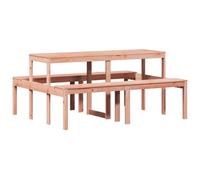 Tavolo da picnic, 160 x 134 x 75 cm, in legno massello di Douglas | Design a doghe in legno resistente, drenaggio dell'acqua, 110 kg per sedile, giardino e terrazzo