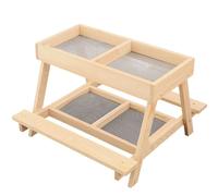 Tavolo da picnic di pollo | Tavolo da alimentazione in legno a doppio strato | Alimentatore di coop fatto a mano con 4 griglie per pollame, anatre, tacchini, uccelli selvatici e scoiattoli | Backyard