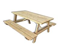Tavolo da picnic in legno di pino con panche integrate 180 x 165 cm, 6 posti