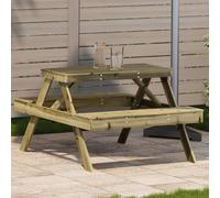 Tavolo da Picnic in Legno di Pino Impregnato 105x134x75 cm, Robusto Tavolo da Giardino per Esterno, Design a Doghe Antiacqua, Ideale per Terrazza, Veranda, Giardino, Portico, Capacità 110 kg