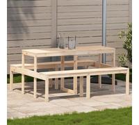 Tavolo da Picnic in Legno Massello di Pino 160x134x75 cm per Giardino e Terrazza, Robusto Design a Doghe, Resistente all'Acqua, Ideale Esterni con Piano Spazioso per Decorazioni e Cibo