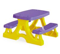 Tavolo da picnic in plastica con panchine, giallo-viola