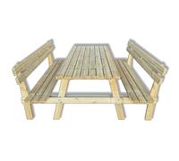 Tavolo da picnic legno 6 posti con panche integrate e schienale, 180x190x78h cm