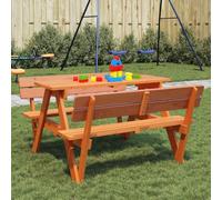 Tavolo da Picnic per Bambini in Legno Abete con 2 Panche Integrate, Set 4 Posti con Foro Ombrellone, Ideale Giardino e Cortile, Struttura Robusta W, Regalo per Feste all'Aperto 3+ Anni