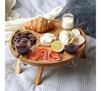 Tavolo da picnic pieghevole portatile in legno, design moderno per esterni, con porta bicchiere e portabottiglie, ideale per campeggio, barbecue, riunioni di famiglia ed eventi all'aperto