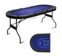 Tavolo da poker pieghevole ovale da 182,9 cm, per 8 giocatori, Blackjack Texas Holdem con binario imbottito impermeabile, portabicchieri, superficie in feltro, tavolo da gioco pieghevole portatile
