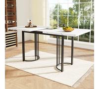 Tavolo da pranzo 140-179.5×80 cm bastone espandibile rettangolare struttura metallica ideale per sala da pranzo e soggiorno bianco + Nero