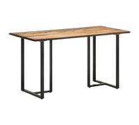 Tavolo da pranzo 140 cm, in legno di mango grezzo, rettangolare con gambe in ferro resistente, tavolo da pranzo in stile industriale per 4-6 persone, design durevole