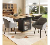 Tavolo da pranzo 140 x 80 cm, tavolo da pranzo allungabile con due strati, per cucina e soggiorno (naturale+nero)