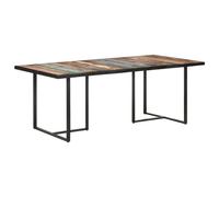 Tavolo da pranzo 200 cm, in legno massello, rettangolare con gambe in ferro verniciato a polvere, tavolo da pranzo rustico per 6-8 persone, resistente tavolo in legno dal design industriale