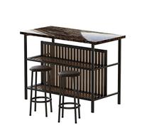 Tavolo da pranzo 3 pezzi cucina isola set con 2 sgabelli e 2 ripiani in finto marmo set tavolo da pranzo
